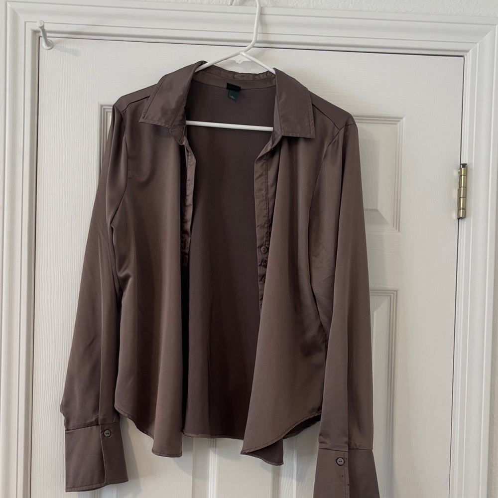 Wild Fable Taupe Button-Up Shirt
